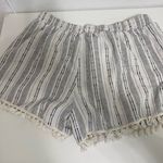 Buttons  cotton/linen embroidered shorts with mini leg tassels. (M) Photo 0