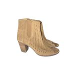 Toms  Majorca Tan Suede Peep Toe Heeled Ankle Boots Booties Womens Size 7.5 Photo 2