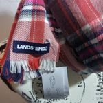 Lands' End  Women's Coral Pink Plaid Scarf Soft Fringe Photo 2