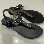 BCBGeneration Brynn Black Bejeweled Beaded Bling T-Strap Thong Sandal Women's 7 Photo 1