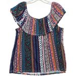 Kristin Nicole Off The Shoulder Ruffle Top Blouse XL Paisley Hippie Boho Artsy Photo 1