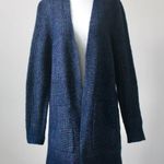 Time and Tru Blueberry Blue Speckled Midi Open Cardigan Sweater Pockets Small Photo 0