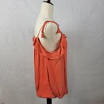 Joie  Womens Top Size S Orange Silk Cold Shoulder Ruffles Tassel Tie Long Sleeve Photo 3