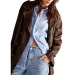 We The Free  Top Notch Orchid Leather Pea Coat Size XL New w/ Tag MSRP $698 SOO Photo 5