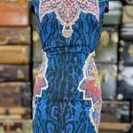Just Cavalli Geometric Mini Dress Womens Size Medium Blue Black Motif Photo 0