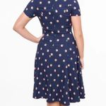 Unique Vintage Navy & Pink Strawberry Print Eloise Swing Dress NWOT MEDIUM Photo 2