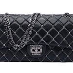 VALENTINO ARMANI Italian Lambskin Leather Pewter Chain Immaculate Silver Photo 0