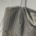 Badgley Mischka Mini Dress 16 Grey Chiffon Embellished Prom Bridesmaids Wedding Photo 4