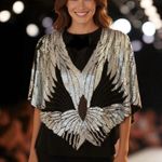 Vintage | Silk Butterfly Black and Silver Sequin Blouse | OS Size undefined Photo 0