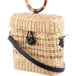 Poolside Ashleigh Straw Rattan Bag Acrylic Lucite Handle Shoulder Bag Strap Photo 2