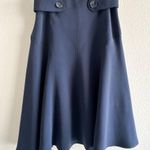 Karen Millen Navy Blue A-Line Flared Skirt US 6 | Button Waist Detail | Elegant Photo 4