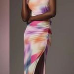 Anthropologie  The Maya Ruched Cowl-Neck Dress Mesh Edition Multicolored New NWOT Photo 0