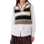 Veronica Beard  Spear Mixed Media Vest in White Multi, Size S Photo 1