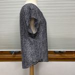 Joie  Gray and Black Animal Print 100% Silk Short Sleeve Scoop Neck Blouse Photo 3