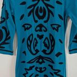 Young Threads Teal Black Embroidered Boho Mini Dress 3/4 Sleeve India S Blue Photo 1