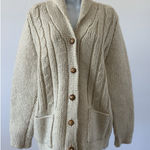 Women's Cream Chunky Knit 100% Hand Made,  Sz: L? Check Measurements (b15B) Photo 0