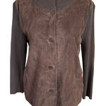 Talbots  pure Italian merino wool and leather button down jacket women's size M Photo 0