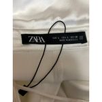 ZARA  White Silk Satin Collared Long Sleeve Button Down Mini Shirt Dress Size L Photo 2