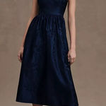 Anthropologie  BHLDN Poppy Square-Neck Satin Jacquard A-line Midi Dress US 6 Photo 0