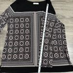 CJ Banks Womens 1X Black Pink Geometric Print Square Neck Long Sleeve Tunic Top Photo 9