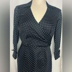 Ann Taylor Elegant collar Navy Polka Dot faux Wrap Dress Shirt 2P NWT Photo 1