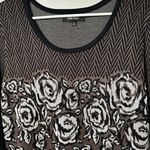 Nine West Dress Knit Long Sleeve Scoop Neck Aline Sweater Herringbone Rosette XL Photo 3
