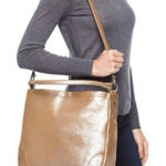 Frye  Melissa Gold Metallic Leather Hobo Bag Photo 0