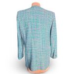 Vintage 80s Pastel Teal Pink Plaid Oversized Blazer Jacket Silk Preppy Academia Blue Size 12 Photo 4
