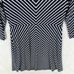 Roz & Ali Nautical Navy Blue White Striped Stretch Jersey Knit Keyhole Dress Photo 9