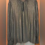 Lane Bryant Women’s Plus Metallic Green Smocked Cuff LS Top Blouse NWT 18/20 Photo 5