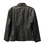 Cole Haan $450 Women's Wing Collar Leather Lambskin Coat Large Black Authentic Photo 2