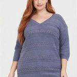 Torrid Pointelle Pullover V-Neck Tunic Sweater Photo 0