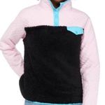 Crown & Ivy Cabana pink black quilted wubby pullover size large Photo 1
