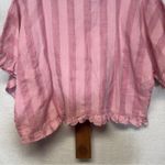 ZARA Pink Striped Short Sleeve Ruffle Top Size S Photo 2