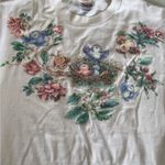Hanes Vintage 90s Cottagecore Floral Flower Garden Retro Tee Birds Nest Medium Photo 1