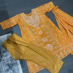 Indian kurta 3pc salwar kameez Embroidery Printed dress size L Color Orange N Size L Photo 3