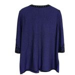 Ming Wang Jacket Medium Womens Purple Black Embroidered Knit Studded Career Photo 5