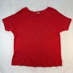 Eileen Fisher  Knit Top Textured Short Sleeve Organic‎ Cotton Blend Red M Photo 0