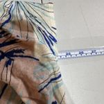 Chico's  Women's Linen Blend Tropical Print Tie Front V-Neck Top Tan Blue Sz 3 XL Photo 6