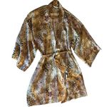 Delicates  Floral and Leopard Satin Robe Photo 1