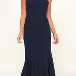 Lulus We Belong Together Spaghetti Strap Chiffon A-Line Maxi Formal Dress Navy Size Small 0625A Photo 0