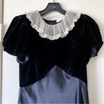 Doen Adelie Mini Dress Velvet Satin Silk Lace Collar Black Medium EUC Photo 3