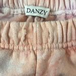 Danzy Pink Orange Tie Dye Elastic Waist Sweat Shorts XS Raw Hem Casual Leisure Pink Photo 3