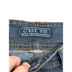 Cest Toi Women's Jeans Skinny Double Button Closure Denim Dark Blue Waist Sz. 28 Photo 2