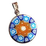 Double Sided Millefiori PENDANT For Necklace 925 Silver v2225 VI Vincenza Italy Photo 0