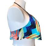 Apt. 9  Womens Bikini Top Swimsuit Flutter Flounce Bright Tropical Print Large Photo 3