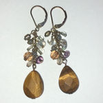 Boho Dangling Beaded Faux Tigers Eye Bead Earrings Brown Photo 3