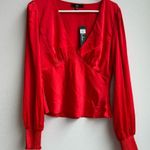 Lulus NWT  Head Held High Wine Red Satin Holiday Party Romantic Top Size Medium Photo 3