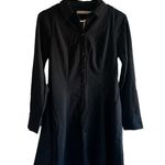 Abercrombie & Fitch Black Long-Sleeve Crepe Shirt Dress Photo 1