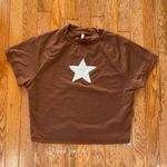 Brown and white ribbed reworked star shirt Photo 0